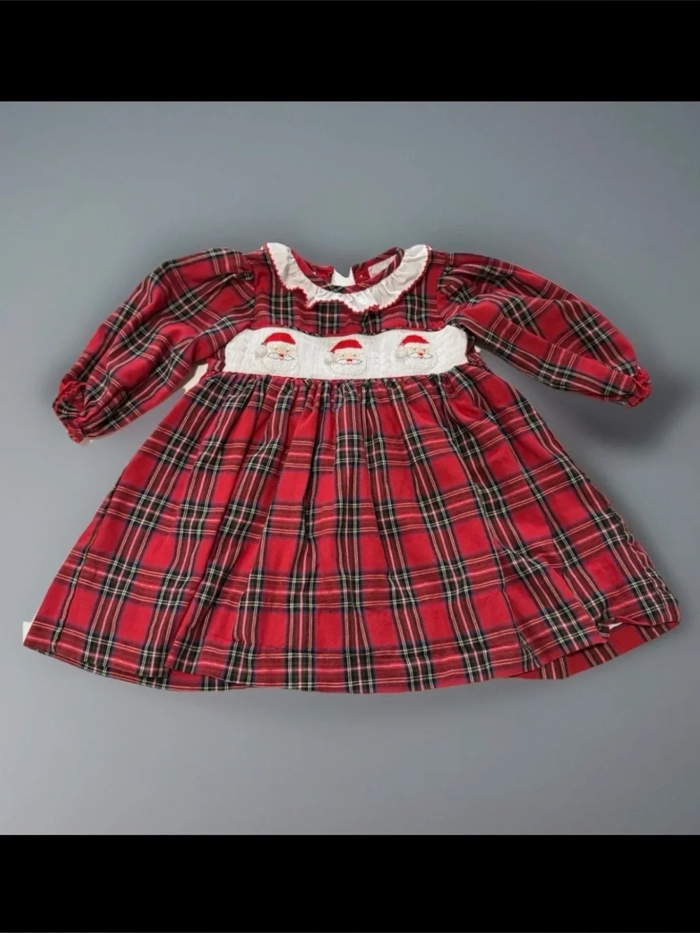 Cecil and Lou Christmas Plaid Smocked Santa Dress Size 2 Lined Holiday
